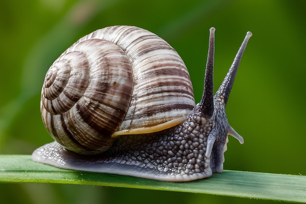 Zbliżenie ślimaka Monachoides Vicinus szczegółowe zdjęcie makro