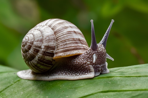 Zbliżenie ślimaka Monachoides Vicinus szczegółowe zdjęcie makro