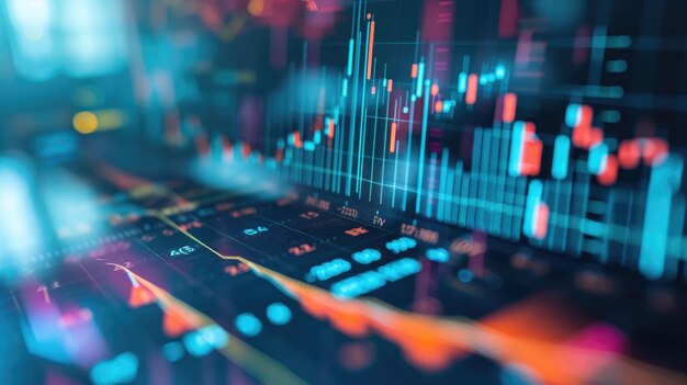 Zbliżenie sprawozdania finansowego na temat wpływu technologii blockchain w bankowości z wykresami i wykrazami