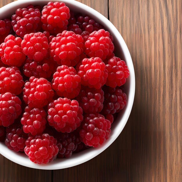 Zbliżenie świeżej grafiki generatywnej Red Raspberries autorstwa AI