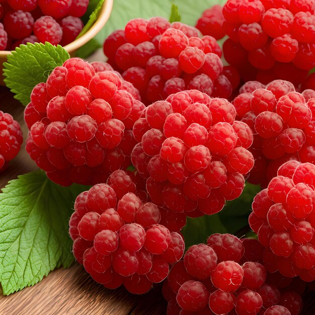 Zbliżenie świeżej grafiki generatywnej Red Raspberries autorstwa AI