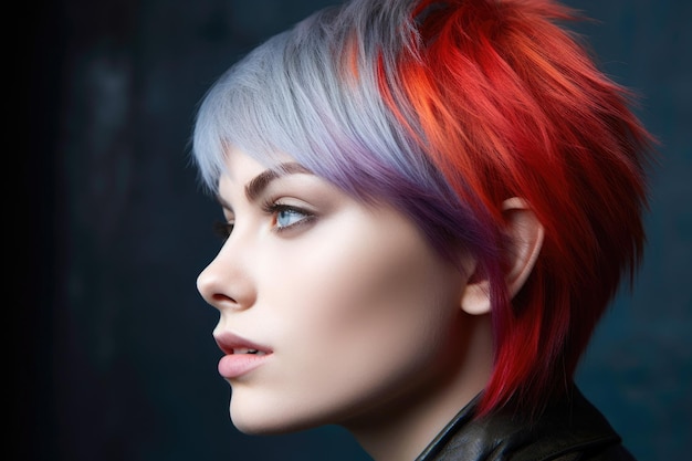 Zbliżenie świeżo wyciętych końcówek włosów w kontrastowych kolorach