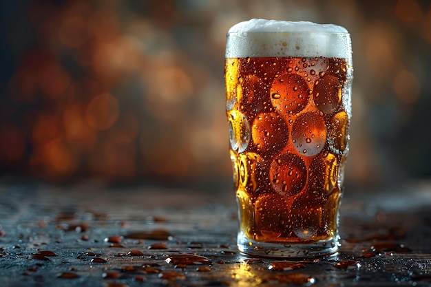 Zbliżenie szklanki piwa na stole Generatywna sztuczna inteligencja