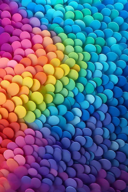 Zdjęcie zbliżenie tęczy kolorowego tła z wieloma różnymi kolorowymi kamykami generatywny ai