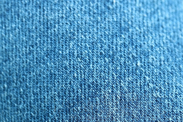 Zbliżenie tekstury tkaniny Blue Jeans z selektywną ostrością