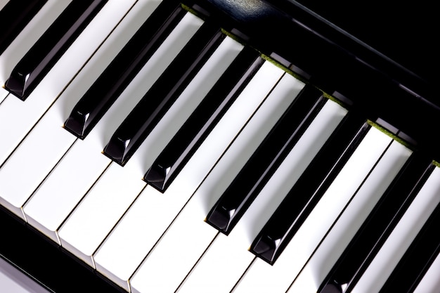 Zbliżenie tło klawiatury fortepianu