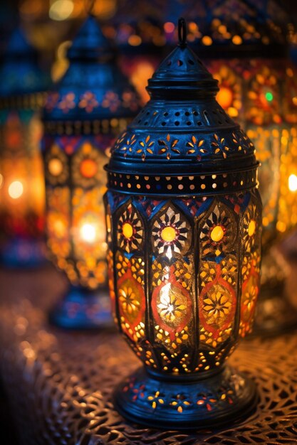 Zbliżenie tradycyjnych latarni ramadanu