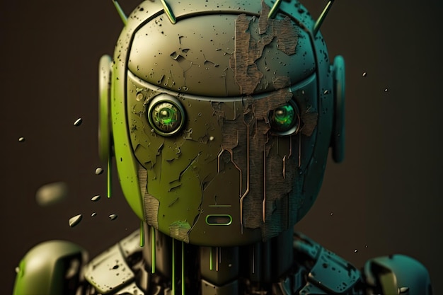 Zbliżenie twarzy androidów z wyróżnionymi ludzkimi cechami i wyrażeniami