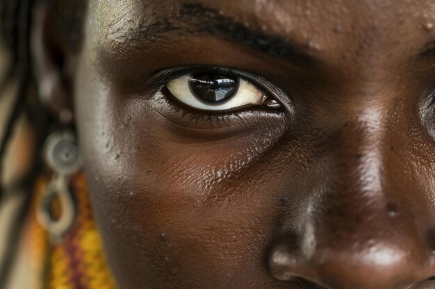 Zbliżenie twarzy kobiety z brązowymi oczami