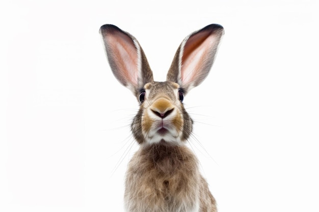 Zdjęcie zbliżenie twarzy króliki z zaskoczonym wyrazem twarzy generatywna sztuczna inteligencja