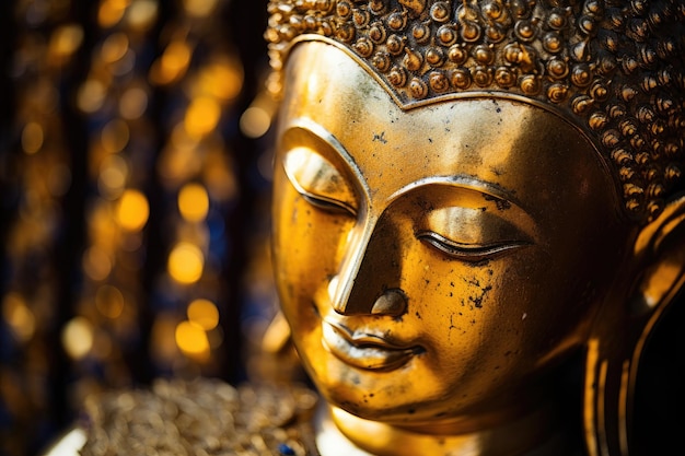 Zbliżenie twarzy posągu Buddy w Doi Suthep a Theravada Wat w Chiang Mai w Tajlandii