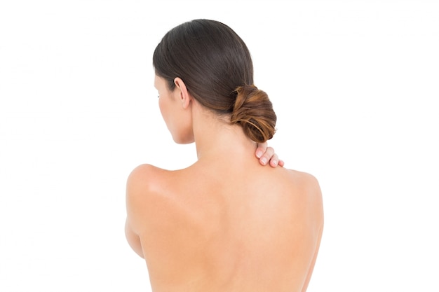 Zbliżenie tylni widok toples kobieta z ramię bólem