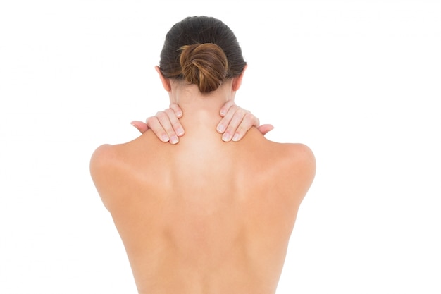 Zbliżenie tylni widok toples kobieta z ramię bólem