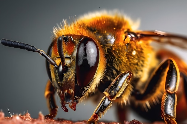 Zbliżenie ula pszczół na plastrze miodu z copyspace Pszczoły produkują świeży, zdrowy miód Koncepcja pszczelarstwa Styl 3D Generative Ai