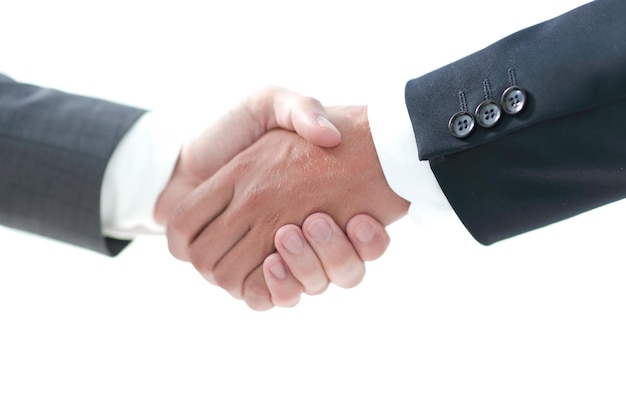 Zbliżenie uścisk dłoni partnerów biznesowych