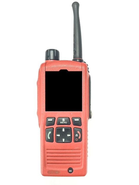 Zdjęcie zbliżenie walkie-talkie na białym tle