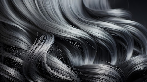 zbliżenie włosów kobiety z dużą ilością siwych włosów. Generacyjna sztuczna inteligencja