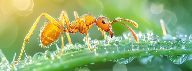 Zbliżenie wygenerowanej sztucznej inteligencji czerwonej mrówki