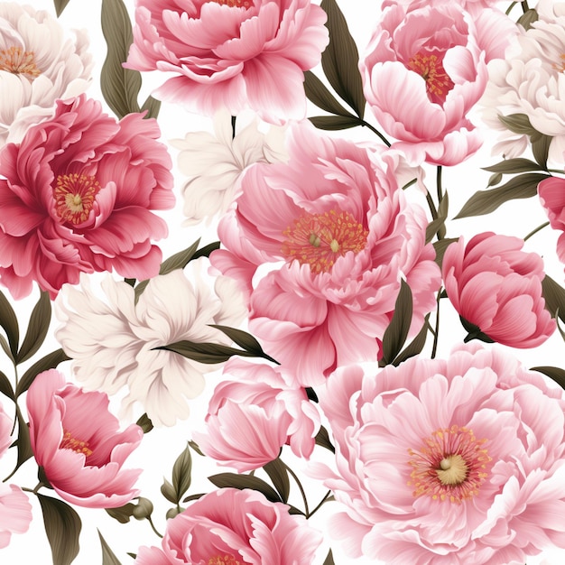 Zbliżenie z garstką różowych i białych kwiatów generatywnych ai