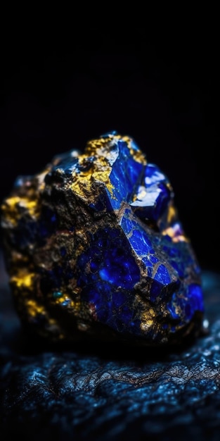 Zbliżenie zdjęcie lapis lazuli mineralnego kamienia makro generatywnego ai