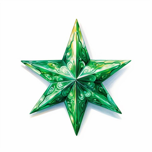 zbliżenie zielonej gwiazdy z wirującymi wzorami na niej generatywny ai