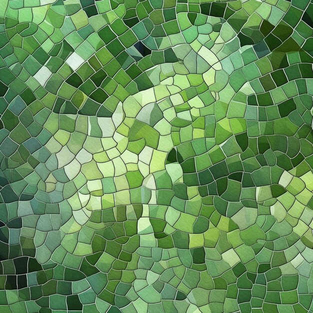 zbliżenie zielonej mozaiki z generatywną sztuczną inteligencją czarnego ptaka