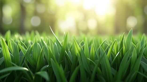 Zbliżenie zielonej trawy z niewyraźnym tłem