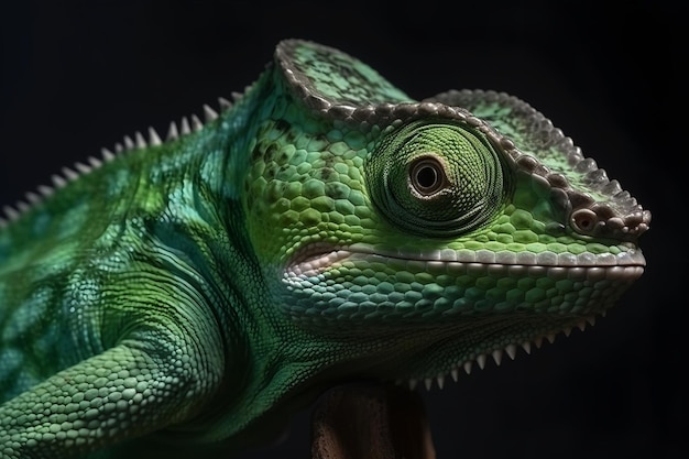 Zbliżenie zielony kameleon Generatywna AI