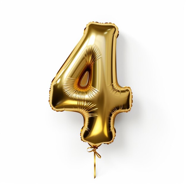 zbliżenie złotego balonu w kształcie liczby cztery generatywne ai