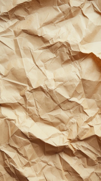 Zbliżenie zmarszczonej brązowej tekstury papieru