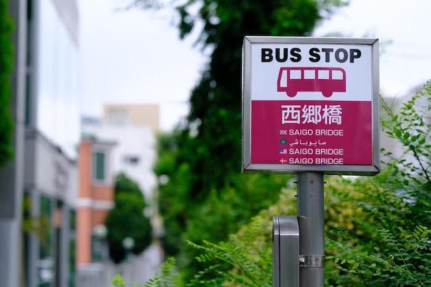 Zdjęcie zbliżenie znaku przystanku autobusowego