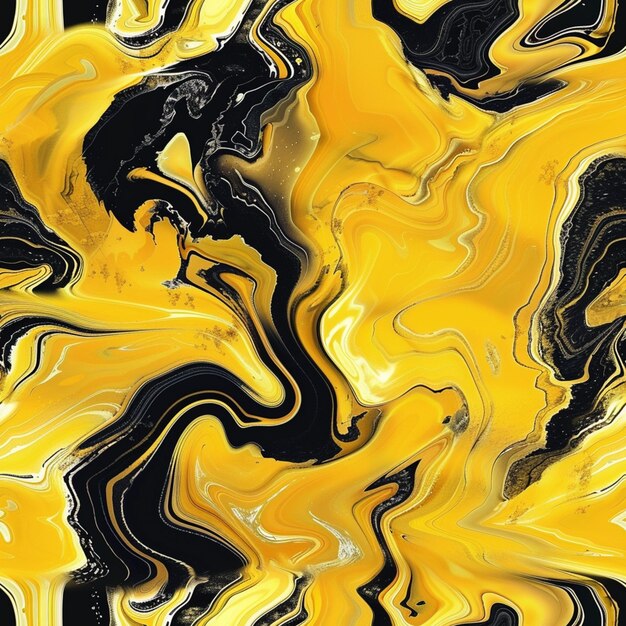 zbliżenie żółtego i czarnego wzoru marmuru generatywny ai