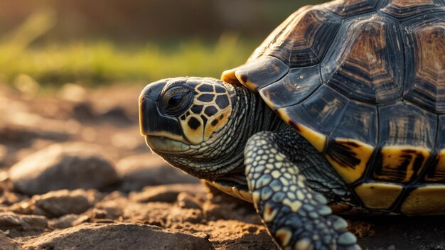 Zbliżenie żółwia w naturalnym środowisku