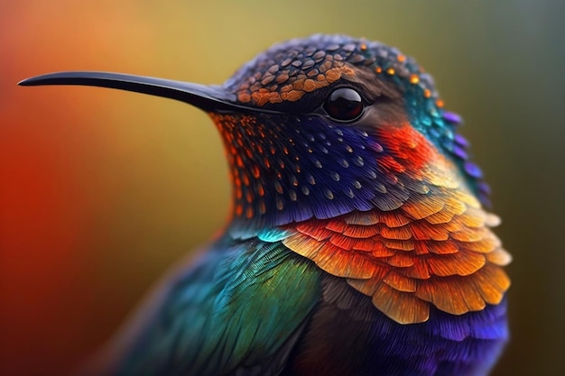 Zdjęcie zbliżenie żywej sztucznej inteligencji kolibra