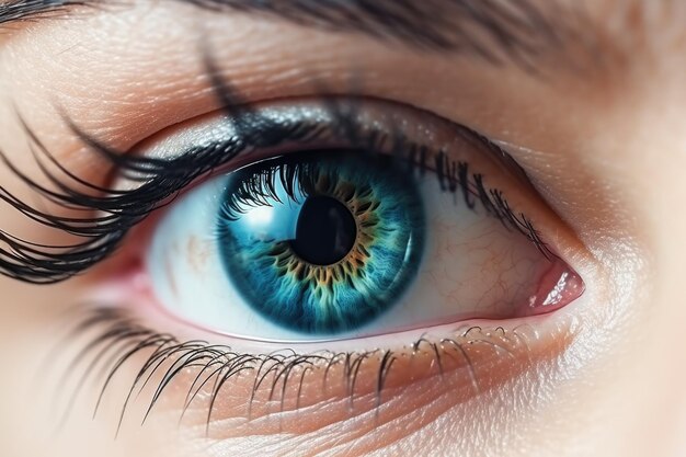 Zbliżone zdjęcie niebieskiego oka kobiety