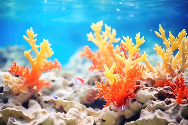Zbliżone zdjęcie tętniących życiem miękkich koralowców kołyszących się pod wpływem prądu