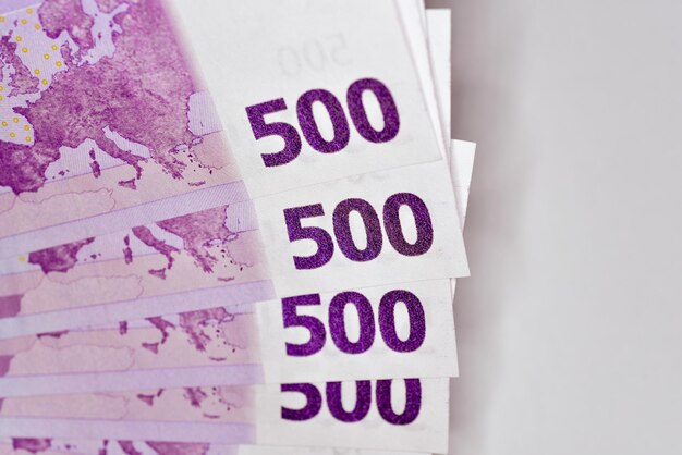 Zdjęcie zbliżony banknot euro waluta unii europejskiej