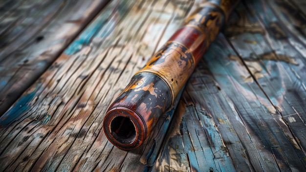 Zdjęcie zbliżony obraz didgeridoo, tradycyjnego instrumentu dętego aborygenów australijskich