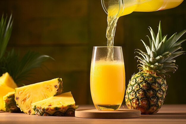 Zbliżony ujęcie soku ananasowego przesiewanego przez sito