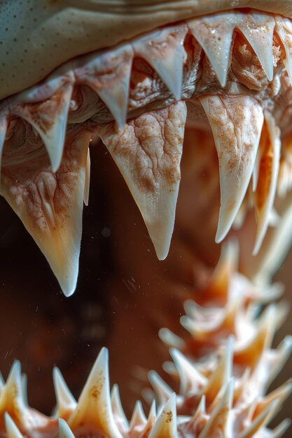 Zdjęcie zbliżony widok układu zębów rekina generatywna sztuczna inteligencja