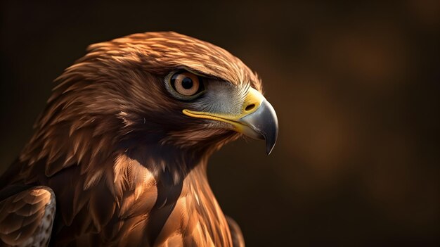 Zbliżony zdjęcie portretowe złotego orła Aquila chrysaetos z ostrymi wzrokami