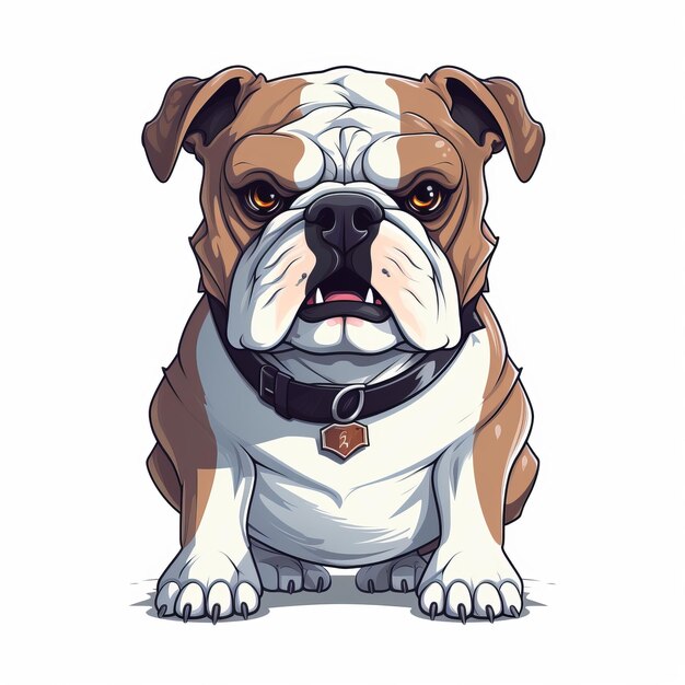 Zdezorientowany Pooch Zdezorientowane Bulldog w 2D Flat Style