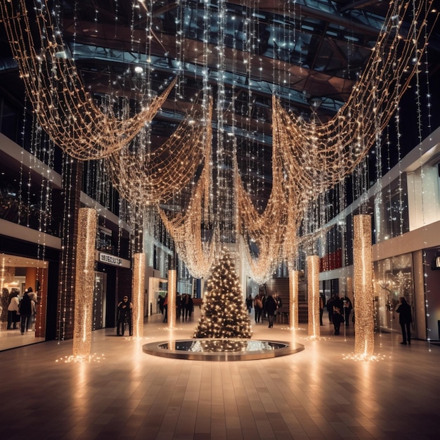 Zdjęcia dekoracji świątecznych sznurków świetlnych na zewnątrz AI Wygenerowana sztuka