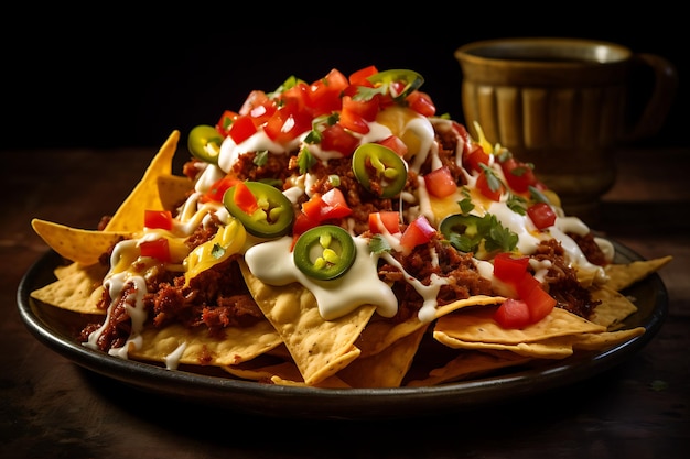 Zdjęcia kuchni meksykańskiej, gorących i pikantnych nachos