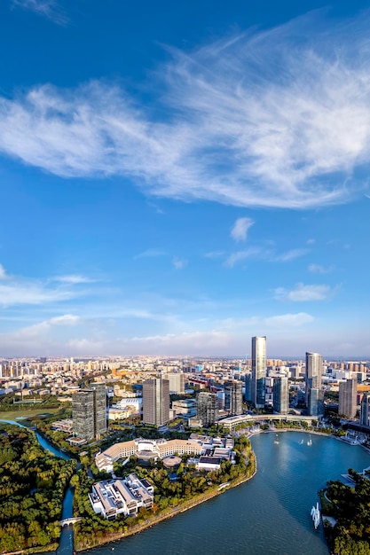 Zdjęcia lotnicze panoramę miasta Wuxi