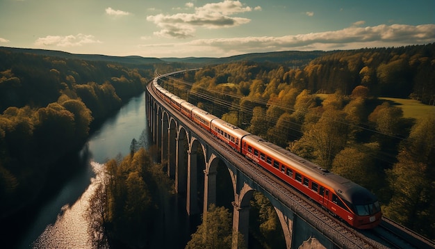 zdjęcia lotnicze pociągu na fotografii wiaduktu