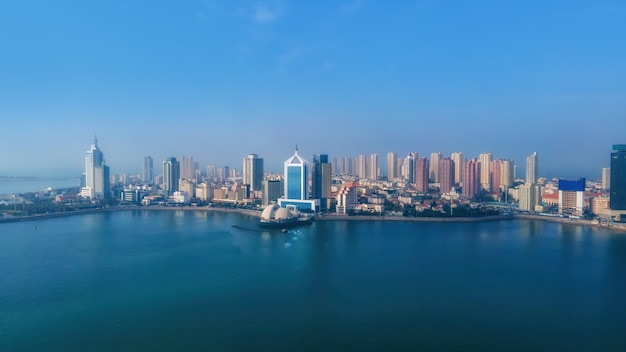 Zdjęcia Lotnicze Qingdao Bay Architektura Panorama Panoramę Miasta Qingdao Bay