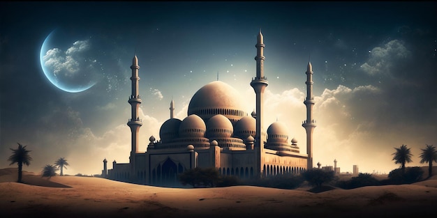Zdjęcia luksusowych i wspaniałych meczetów Tło dużego i wspaniałego na pustyni