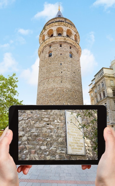 Zdjęcia turystyczne wieży Galata w Stambule