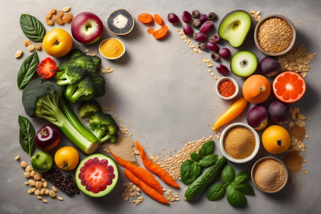 zdjęcia zdrowego jedzenia czyste jedzenie świeżych owoców kolorowe warzywa nasiona superfood płatki